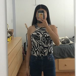 ✖️ Trina Turk Y2K Zebra/Floral Halter Top